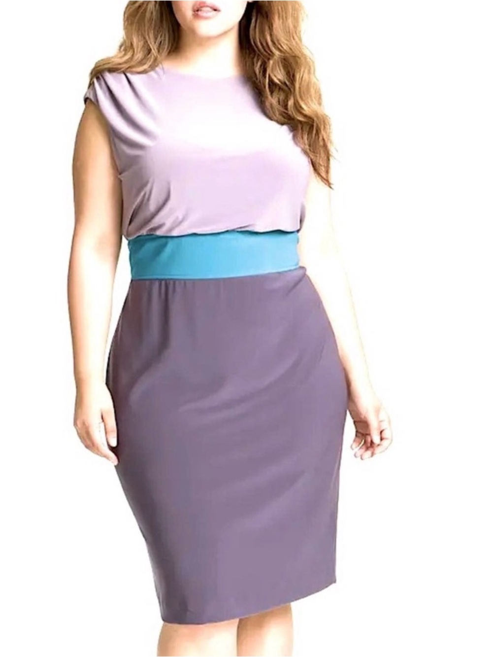 Adrianna Papell Lavender, Teal & Gray Color block Dress